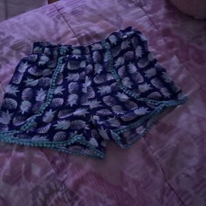 Women's Blue Pineapple Print Shorts